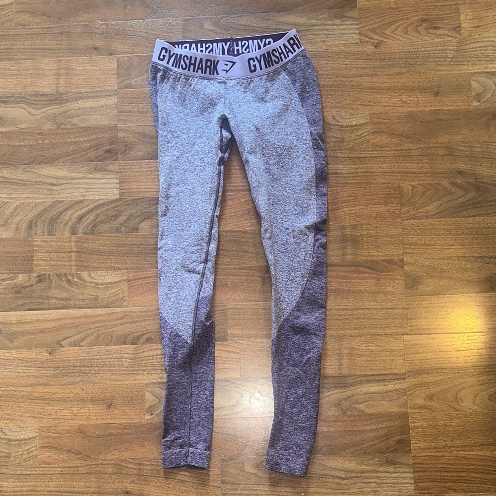 Gymshark Heathered Gray and Purple Leggings